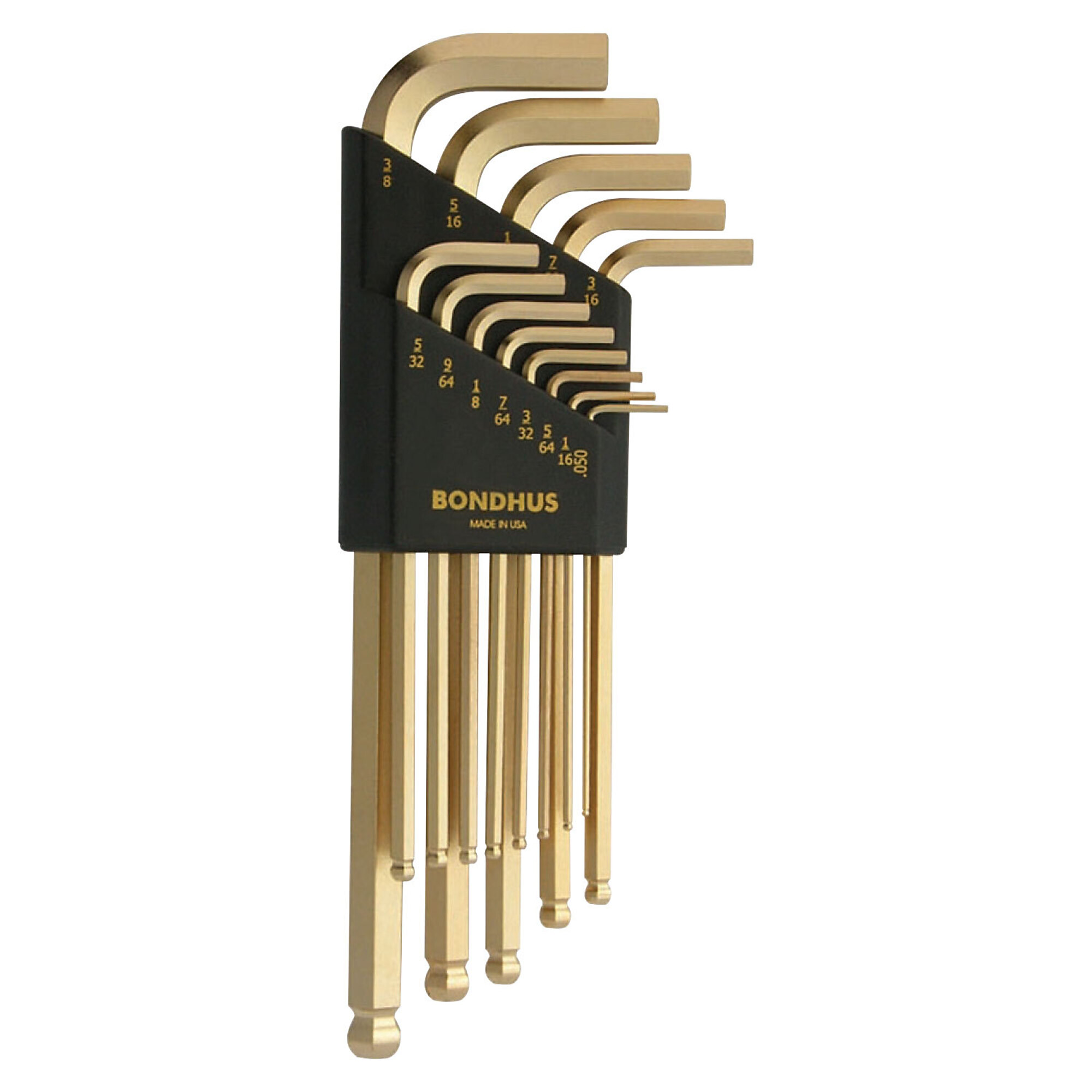 Bondhus Ball End L-wrench Set of 13 with GoldGuard Finish, .050-3/8", Model 37937
